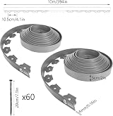 VOUNOT Lawn Edging 20m with 60 Pegs Flexible Plastic Border 5cm Grey view 7