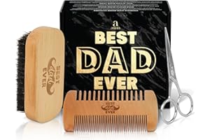 AXIARA Father's Day Gifts for Dad from Daughter Son - Best Dad Ever Beard Kit for Men Grooming and Care with Brush, Comb, Scissors & Storage Bag - Dad Gifts on Fathers Day, Beard Growth Kit for Men