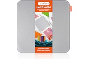 Cybrixus Heat Press Mat 12" x 12" Double-Sided, Ironable Heat Press Pad with Heat Resistance up to 428℉ (220℃),Support Multiple Uses for HTV Craft Vinyl Ironing, Insulation, and Transfer Projects.