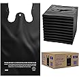 ACYPAPER, Black T-Shirt Bags in Bulk - 1000 Count - (11" x 6" x 21") - Restaurant Carryout Bags