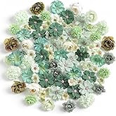 rongflower Faux Flower Heads Small Silk Artificial Flower DIY Fake Mini Flowers Rose Daisy Multicolor Flowers Craft Supplies for Wedding Party Wreath Graduation Season Party Home Decor (125, Green)