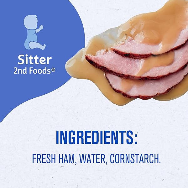 GERBER STAGE 2 BABY FOOD, HAM AND GRAVY JAR, BABY FOOD PUREE, BABY MEALTIME, BABY PUREE JARS GLASS