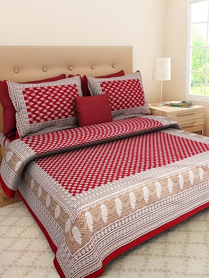 Vihaan Fab India Double Bedsheet Pure Cotton Rajasthani Print/Jaipuri Printed with 2 Pillow Covers,Size-(90 x 108 Inch) |Multicolor