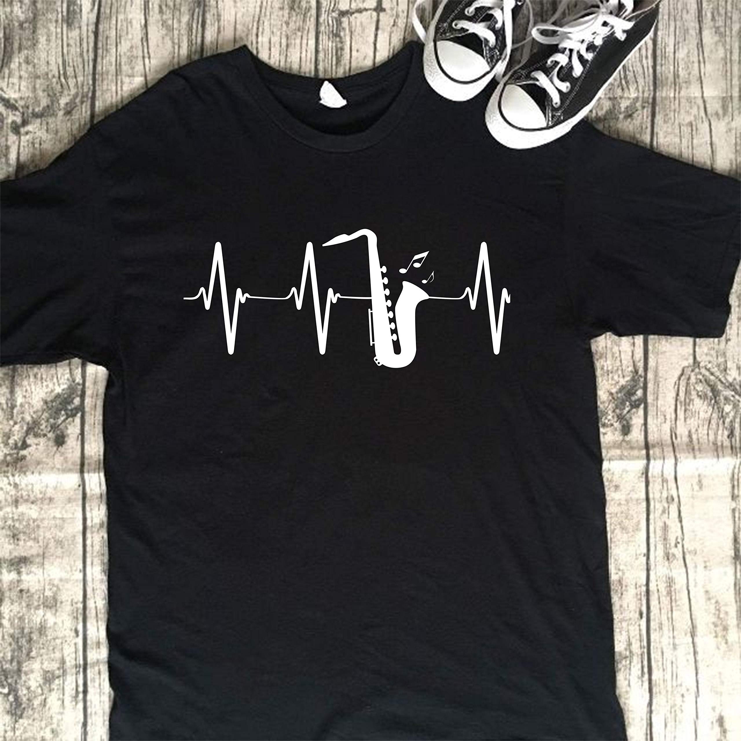 Saxophone Player Shirt Saxophone Heartbeat T-shirt Musical Instrut Player, Music Tea On Ho