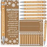 Gueevin 50 Sets Winter Snowflake Gifts Bulk Include Snow Appreciation Thank You Bamboo Pens Christmas Greeting Card Winter Party Favors for Nurse Student Teacher Coworker Employee Team