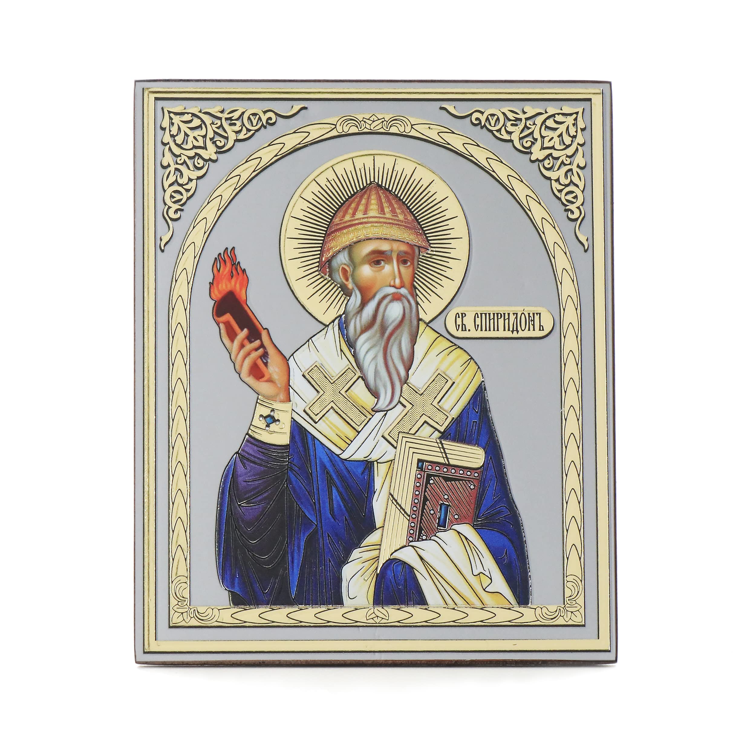 NKlaus Holy Spiridon 11353 Wooden Icon 10 x 12 cm Christian Orthodox