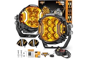 Auxbeam V-Ultra Series 3 Inch 108W LED Round Pods, 3 Modes Offroad Driving Side Shooter Light with Amber DRL, 270° Ultra-Wide Amber Cube Universal Spotlights with Covers & DT Plug Wiring Harness
