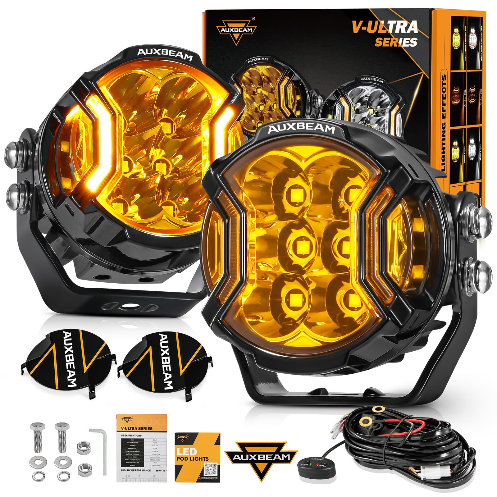 Auxbeam V-Ultra Series 3 Inch 108W LED Round