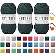 KITHED Cotton Yarn，10.5oz，526yard，3 Pack ，Soft Yarn for Crocheting and Knitting (10 Dark Green)
