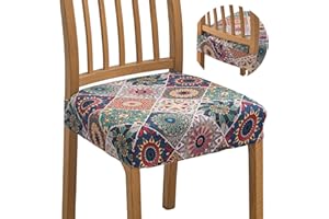 FUANGUI Chair Seat Covers for Dining Room Set of 6, Stretch Jacquard Removable and Washable Chair Covers, Protector Chair Cushion Kitchen Dining Home Slipcovers(6 Pack)