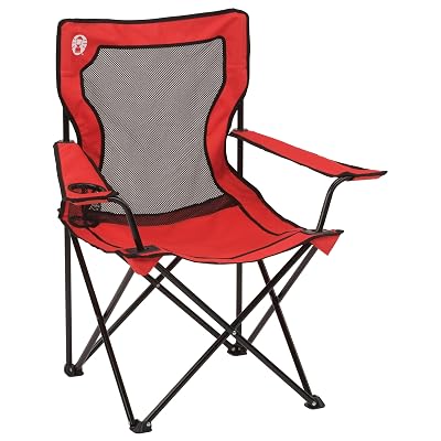Coleman Broadband Mesh Quad Camping Chair with Carry Bag & Cup Holder, Cooling Mesh Back with Adjustable Arms, Great for Camping, Tailgating, Firepits, Patio, & More