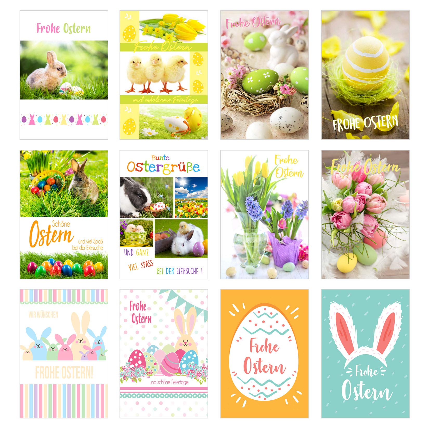 Edition Seidel Set of 12 Premium Easter Cards with Envelopes (Double Cards / Folding Cards with Envelope) Card Postcard Easter (20165z)