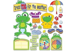 Carson Dellosa Funky Frog Weather Bulletin Board Set—Seasons and Daily Weather Charts Bulletin Boards Decorations with Season