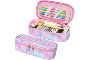 BrainyBees Pencil Case for Girls - Special Pencil Case for Kids with Letter Card, Cute Pencil Pouch for Girls Multifunction Pencil Bag with Zipper for School Student, Pen Case Only (Pink, Tie-dye)