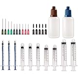 Syringe Blunt Tip Needle Set - (10 Syringes, 10 Needles, 10 Caps and 2 Storage Bottles) - Syringe with Needle for E Juice, Oi