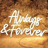 Planzo Always & Forever Led Neon Sign Light Wedding Birthday Party Backdrop Wall Decor Hanging Sign Bedroom Propose Anniversary Christmas Gifts 15.7”L X 9.4” USB Warm