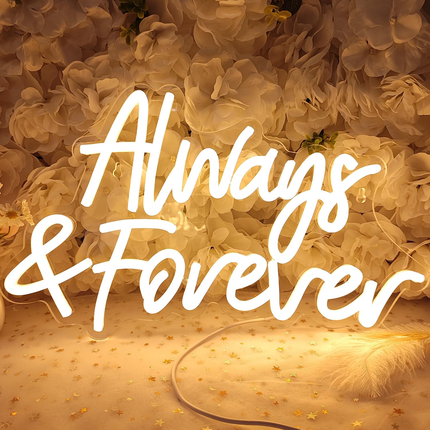 Photo 1 of Planzo Always & Forever Led Neon Sign Light Wedding Birthday Party Backdrop Wall Decor Hanging Sign Bedroom Propose Anniversary Christmas Gifts 15.7”L X 9.4” USB Warm