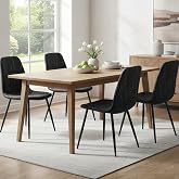 VASAGLE Dining Chairs Set of 4, Kitchen Chairs | Glacier-Textured PU Leather, Metal Frame, Adjustable Feet, Easy to Clean, for Kitchen, Ink Black UKDC188B01V1