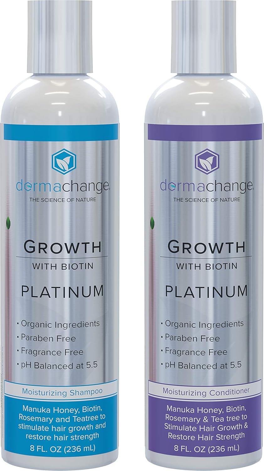 Hair Growth Organic Shampoo and Conditioner Set - With Biotin and Argan Oil - Supports Regrowth and Prevents Hair Loss - Dry Damaged and Color-Treated Hair - Sulfate and Paraben Free (8oz)