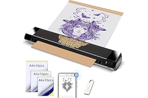 ORGBRO Tattoo Stencil Printer, X8 Thermal Tattoo Transfer Printer with 30pcs Transfer Paper, A4/A5/A6 3-in-1 Wireless Tattoo Machine for Tattoo Artists & Beginners, Compatible with Phone/Tablet/PC