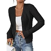 SHENHE Women's Cardigan Sweaters Pointelle Button Up Crochet Cropped Cardigan Trendy Shrugs