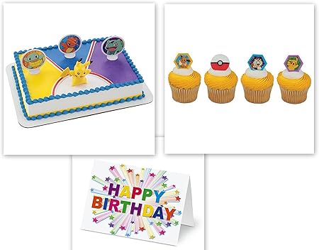 Amazon Co Jp ポケモン ライトアップ ケーキ トッパー 24個 お揃いのカップケーキリング バースデーカード おもちゃ