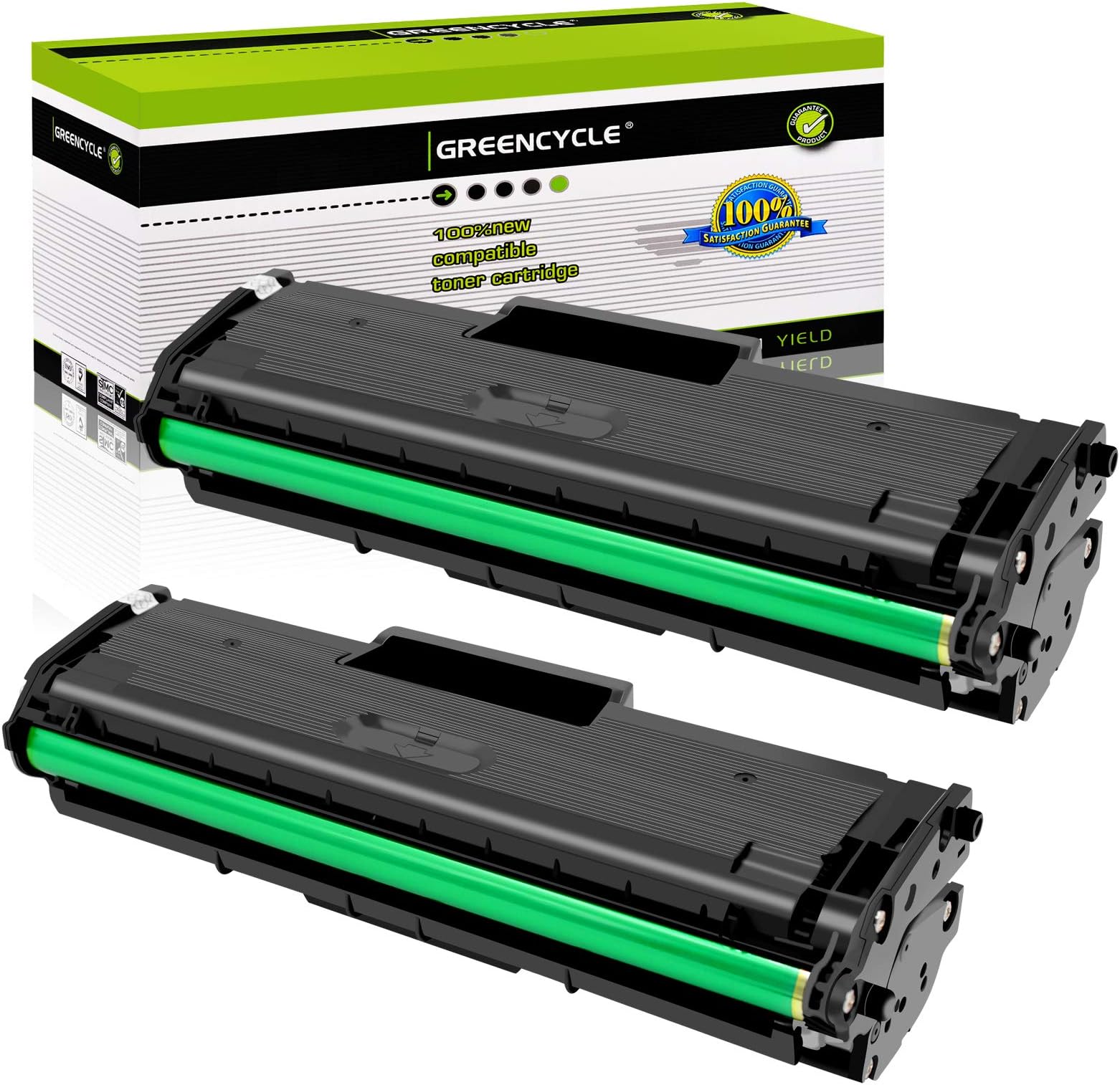 GREENCYCLE Compatible for Samsung 101 MLT-D101S Toner Cartridge Replacement Black for ML-2161 2166w 2160 2165 2165w SCX-3401 3401FH 3406W 3406HW SCX-3405FW SCX-3400 3405 3405F 3405W 2 PK