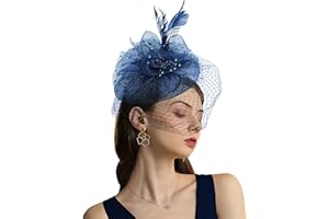 Focupaja Fascinators Hats Women Pillbox Hat Feathers Derby Headband Wedding Headwear Tea Party Hair Clip 20s 50s Top Hat