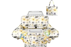 Polovillae Black Shopping Cart Cover for Baby 2-in-1 High Chair Cover with Safety Harness Multifunctional Daisy Pattern Cart Covers for Babies Soft Padded Grocery Cart Cover for Baby Boy Girl