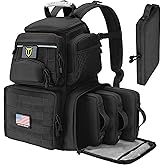 TIDEWE Tactical Range Backpack with Removable Divider, Handgun Backpack with 4 Pistol Case, Range Bag with Hard Glasses Case