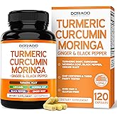 Turmeric Curcumin Supplement with Black Pepper, Ginger, Moringa (Made with 95% Curcuminoids) Third Party Tested, Non-GMO, Gluten Free - USA Made - (120 Capsules)