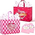 13" Valentine Gift Bags with Tissue Paper,2 Large Valentines Day Gift Bags Reusable Valentines Bags with Handles for Annivers