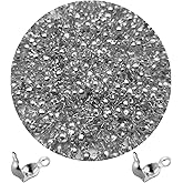 Daiyifiy 1000Pcs Beads Tips Knot Covers Clamshell Crimp Tips Beads Set Jewelry Making Beads Open Clamshell Fold-Over Bead Tips for Knots & Crimp Findings Jewelry Making DIY Craft（White K）