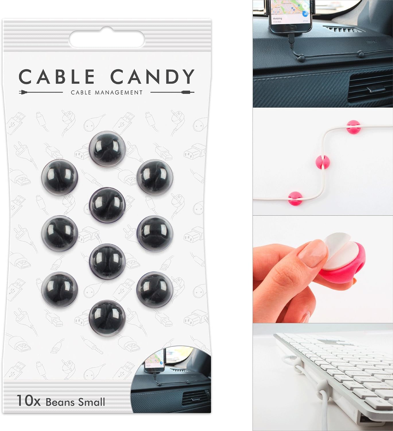 Cord Management & Cable Organizer - Cable Candy - Small Beans Black