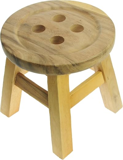 Namesakes Natural Button Stool - Wooden 23x25x25cm for Kids