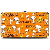 Buckle-Down Peanuts Wallet, Hinged, Peanuts Snoopy and Woodstock Poses Collage Orange, Vegan Leather