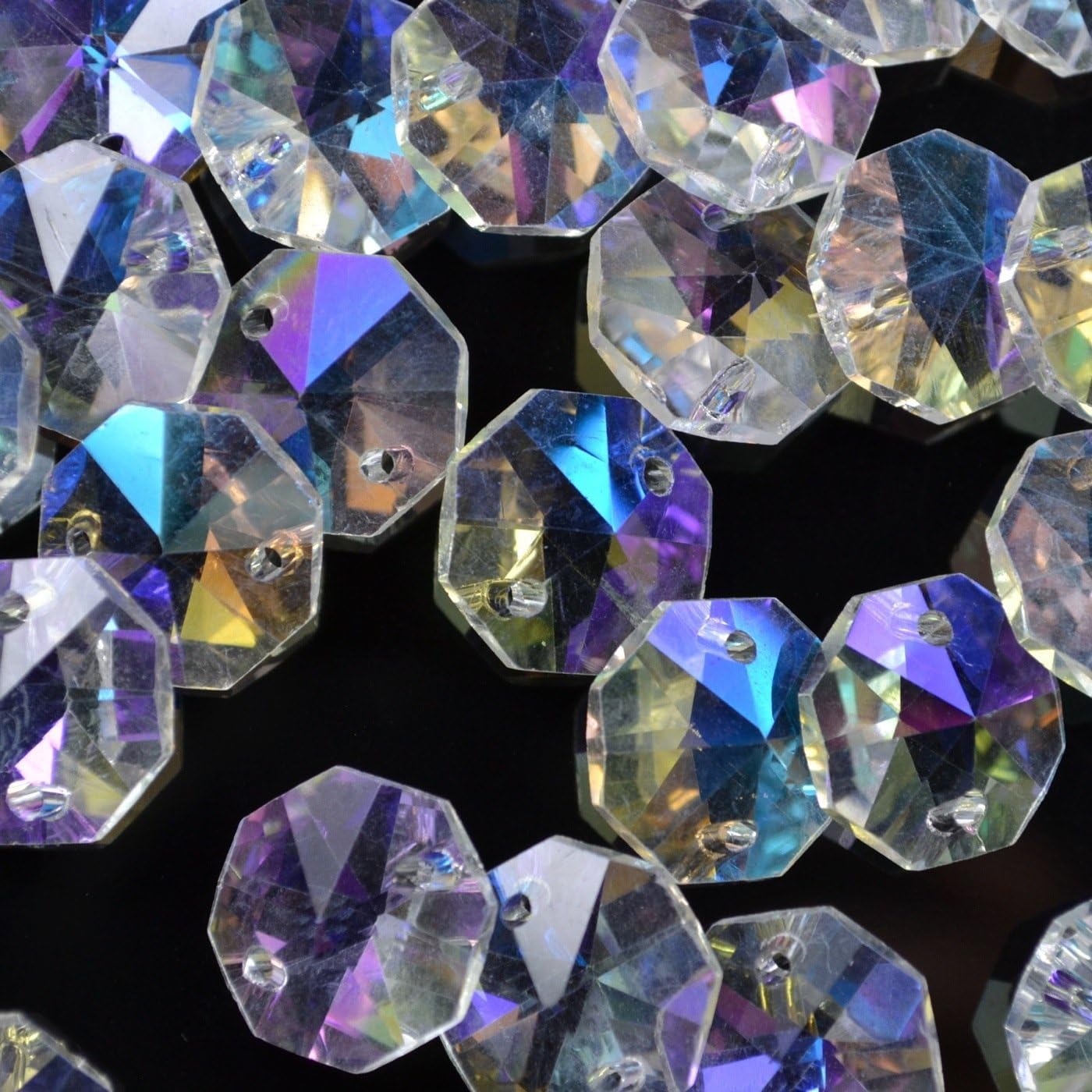 Chandelier Crystal Octagon 10,12,14,16,18,20,22mm Suncatcher Beads - Pick Colour for Jewellery Making DIY Crafts by STAR BEADS Crystal AB 14mm One Hole (50Pcs)