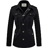 WenVen Women's Lightweight Canvas Cotton Military Jacket Utility Lapel Anorak