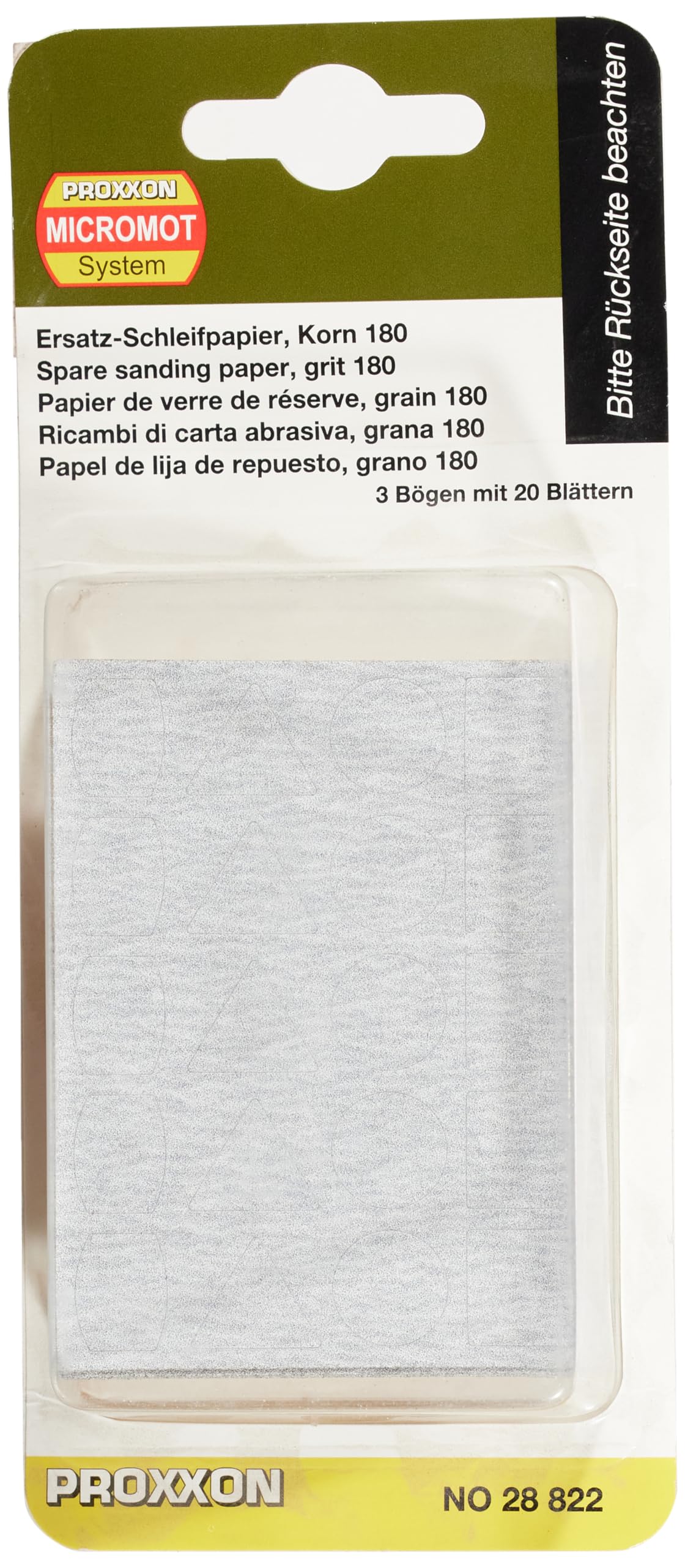 Proxxon 28822 Sandpaper for PS 12, 3 Sheets 180 grit, 20 Pads, White
