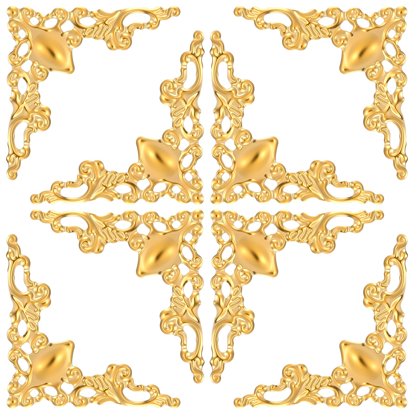 30PCS Book Corner Protector, Metal Photo Corners Retro Antique Book Scrapbook Album Corners Decor Metal Corner Protector Menus Album Decorative for Desk Jewelry Case Box Gift