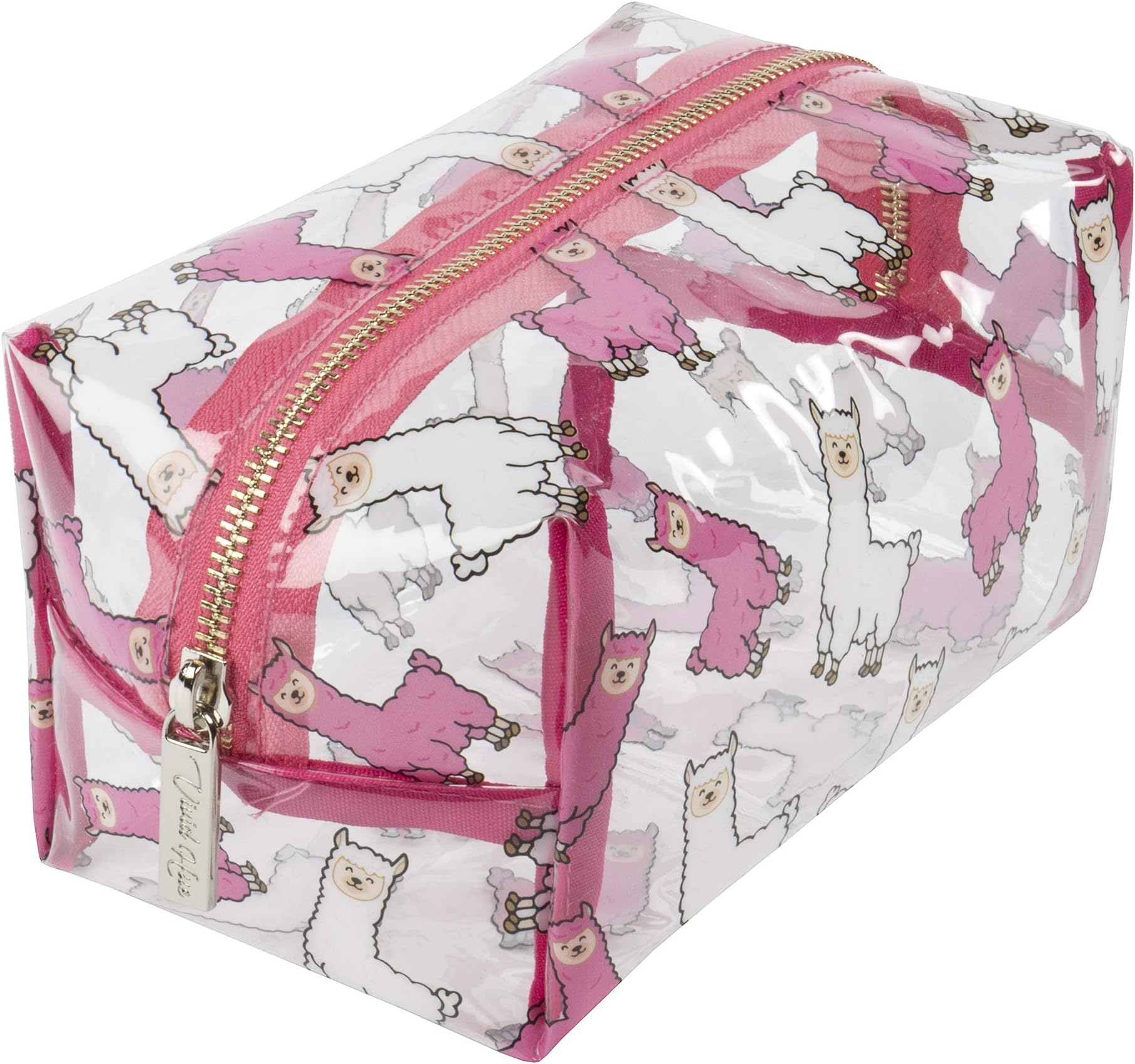 Vivid Hue Women's Transparent Make Up Bag Large Cosmetics Pouch PVC See Through Travel Wash Bag (Llamas)
