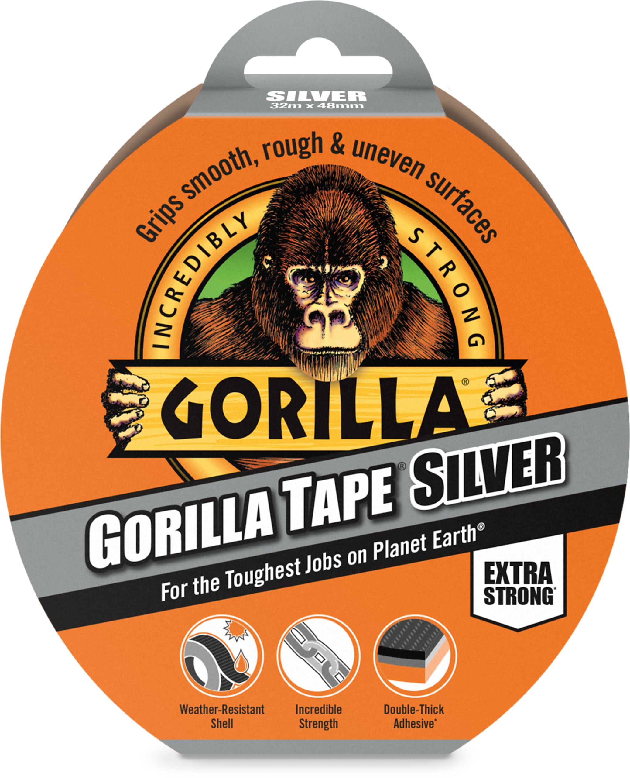Gorilla 3044900 Polymer Cloth Tape Silver 48mm x 32m