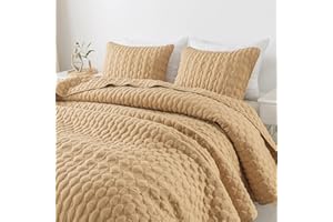 WDCOZY Yellow Quilt King Size Bedding Sets with Pillow Shams, Mustard Lightweight Bedspread Coverlet, Quilted Blanket Thin Comforter Bed Cover, All Season Summer Spring, 3 Pieces, 104x90 inches