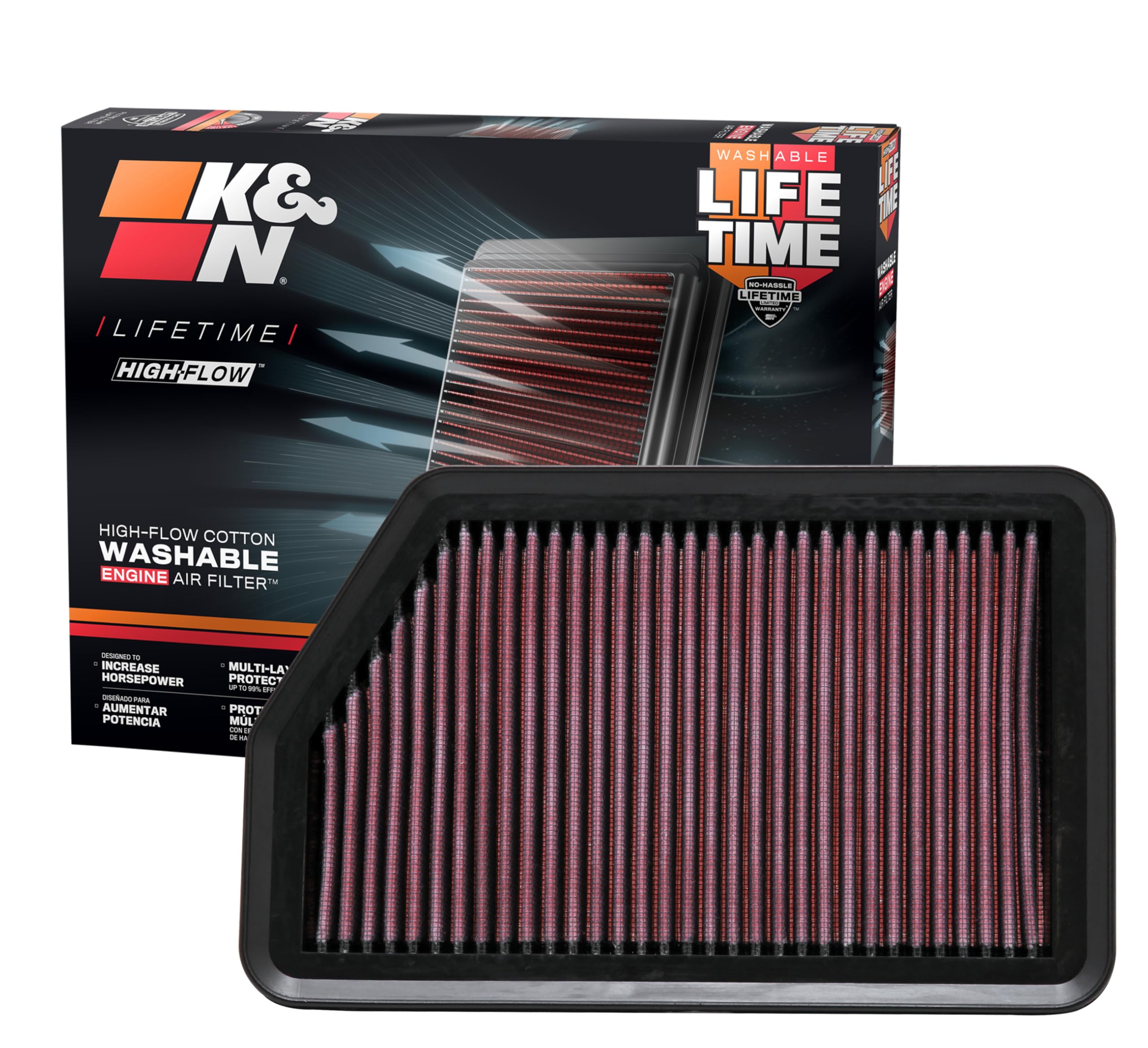 K&N 33-2451 Replacement Air Filter,Heather Red