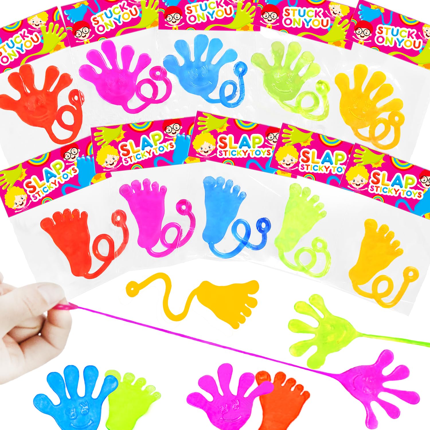 Photo 1 of Halloween Party Favors Goodie Bag Stuffer Fillers for Kids (30 PCS), Large Sticky Hands & Feet for Birthday Pinata, Classroom Students Non Candy Treats Prizes Supplies Toy Gift for Toddlers Boys Girls