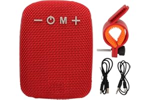 POCREATION Bike Speaker Wireless Portable Speaker with FM Radio & Dual Pairing for Cycling Outdoor Sports Pool Beach (Red)
