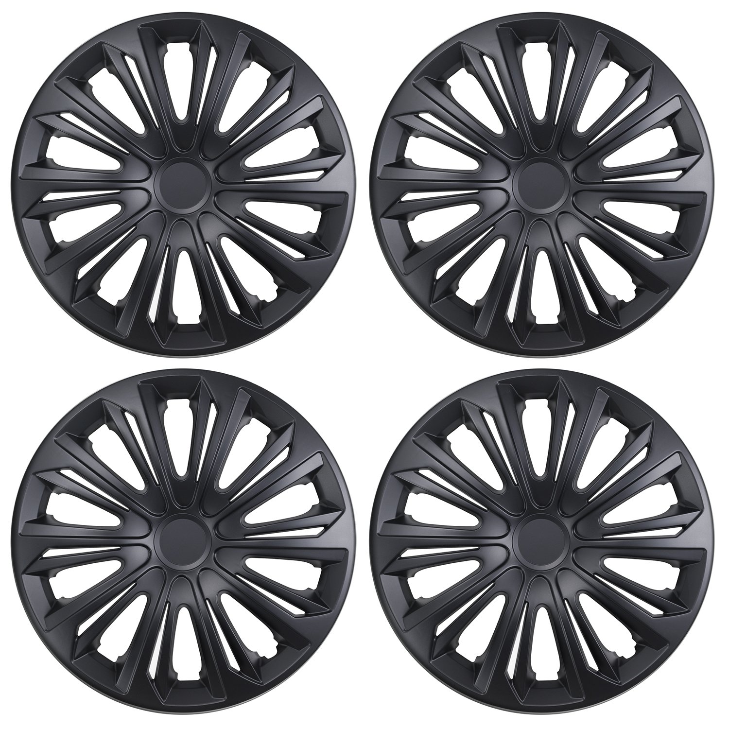 NRM Strong Wheel Covers Strong 4 x Universal Wheel Covers Set of 4 Black Matt (15'')