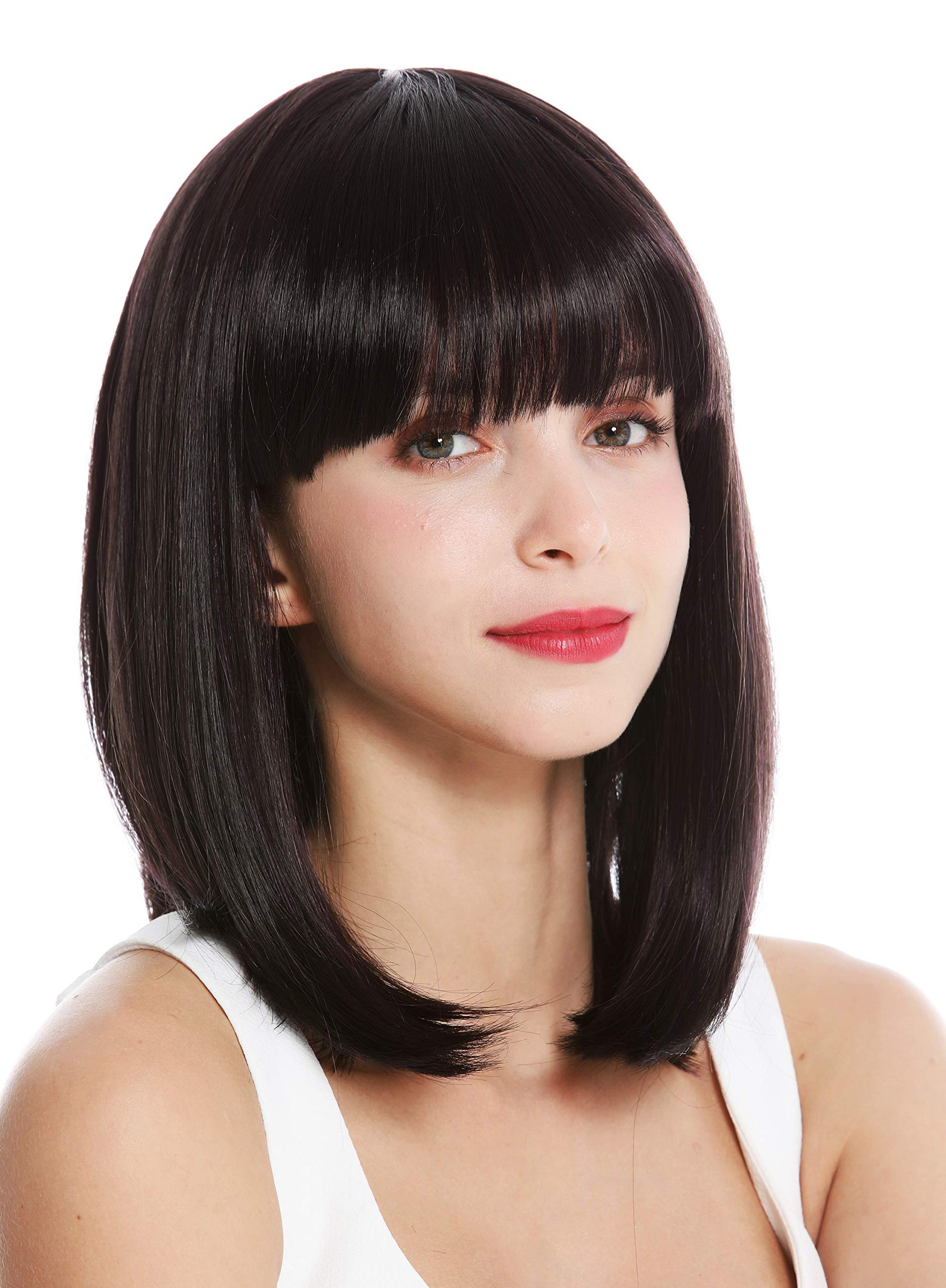 WIG ME UP - VK-1-3HDEEPVIOL quality women's wig short shoulder length long bob fringe sleek dark brown violet