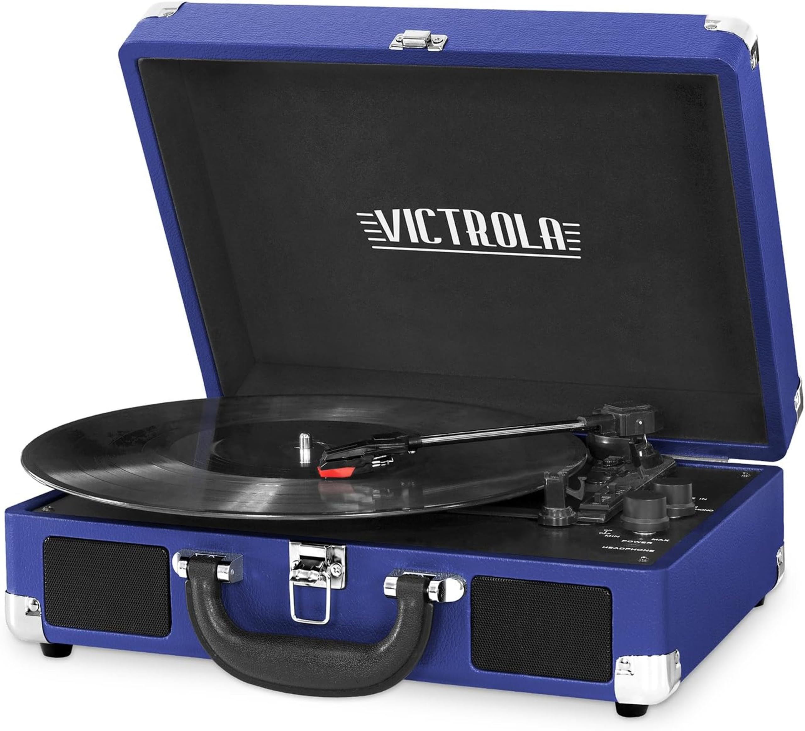 Photo 1 of Victrola Vintage 3-Speed Bluetooth Portable Suitcase Record Player with Built-in Speakers | Upgraded Turntable Audio Sound|Cobalt Blue, Model Number: VSC-550BT-COB