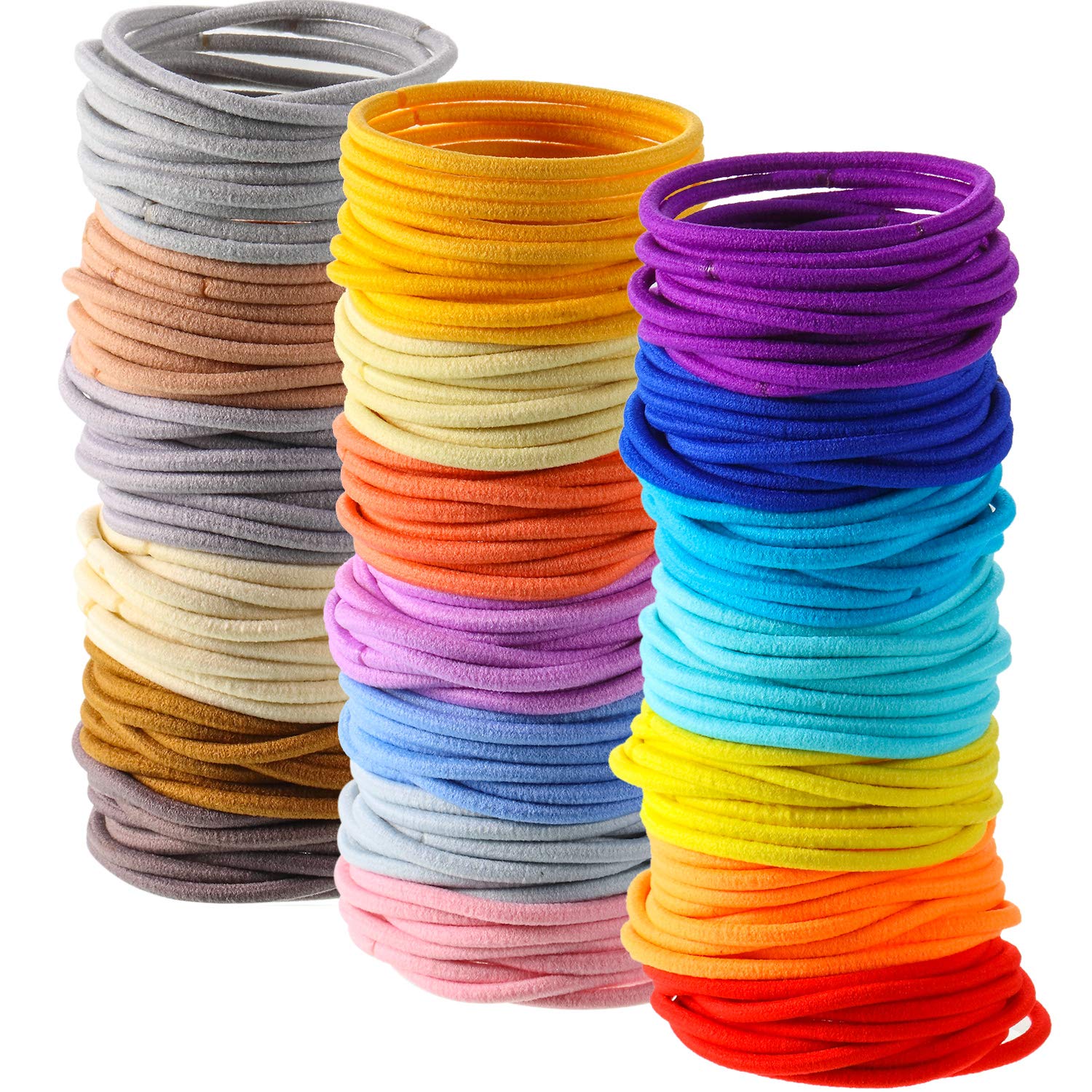 200 Pieces Multicolor Tiny Baby Girls Hair Ties No Crease Hair Bands Bulk Elastics Ponytail Holders (2.5 cm in Diameter, 2 mm, Multicolor-B) : Beauty
